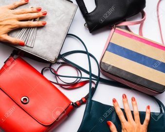 Woman's bags purses on white